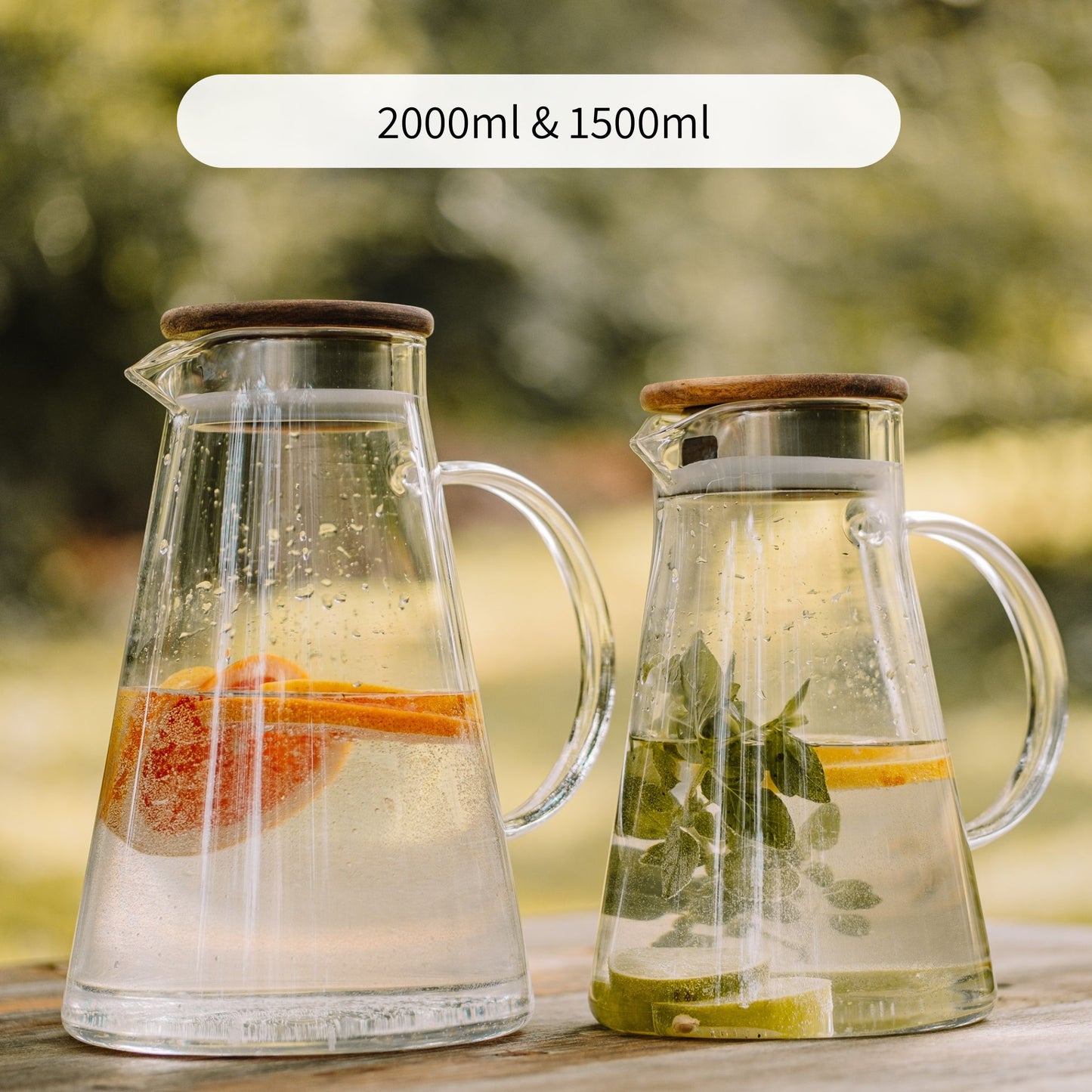 LIV | Glaskaraffe mit Holzdeckel 1,5L