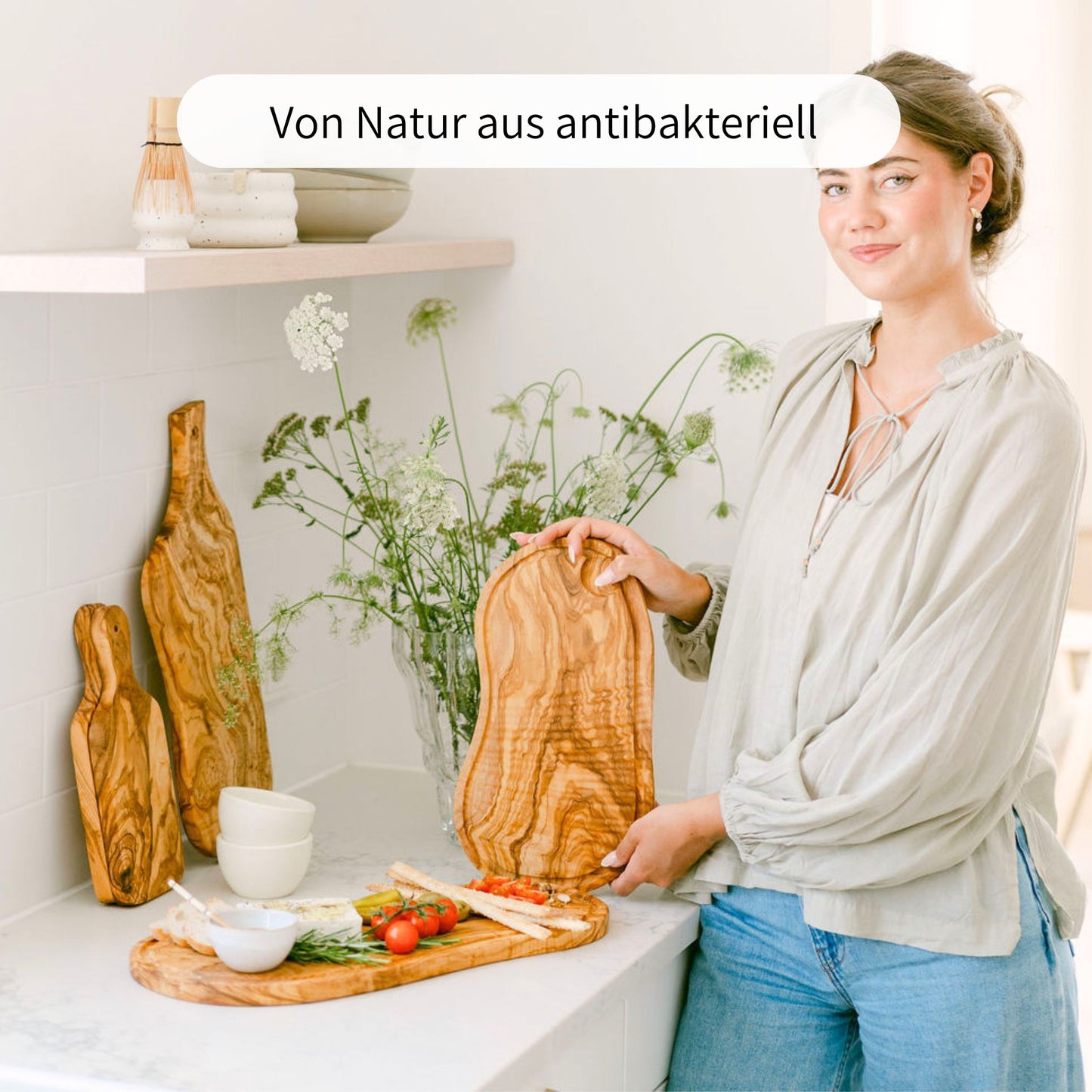 JONTE | Olivenholzbrettchen Set mit Griff