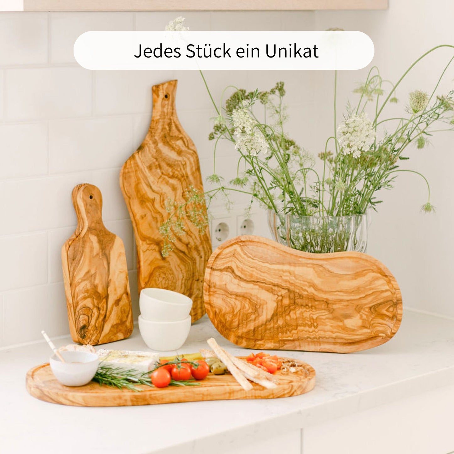 JONTE | Olivenholzbrettchen Set mit Griff