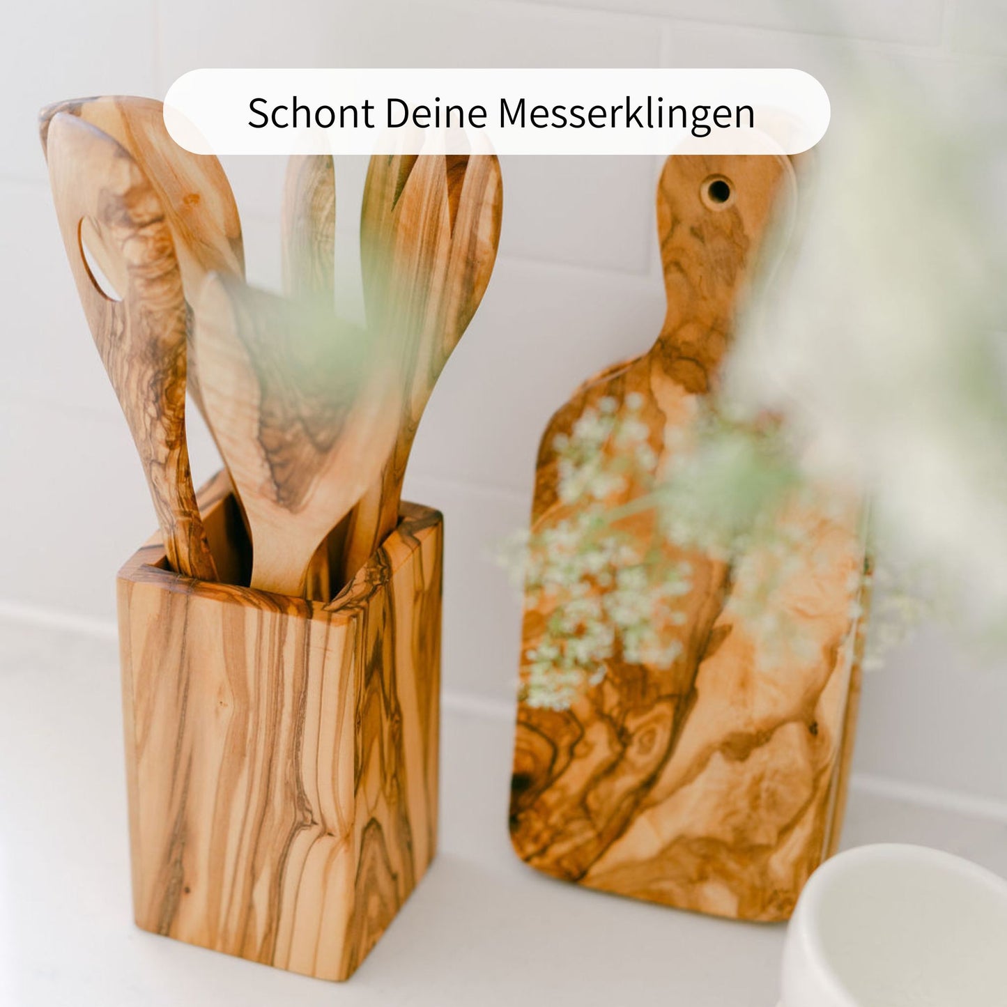 JONTE | Olivenholzbrettchen Set mit Griff