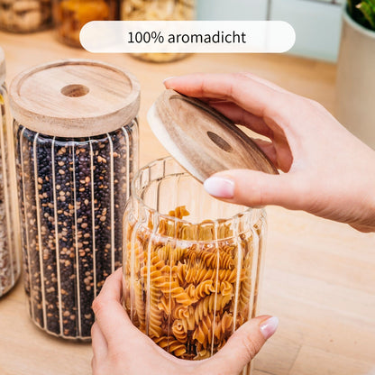 ELLA | Vorratsgläser geriffelt | 1000ml (3-tlg.)
