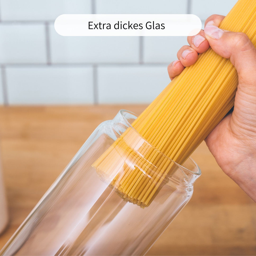 spaghetti aufbewahrung glas Vorratsgläser Set für Spaghetti mit Holzdeckel