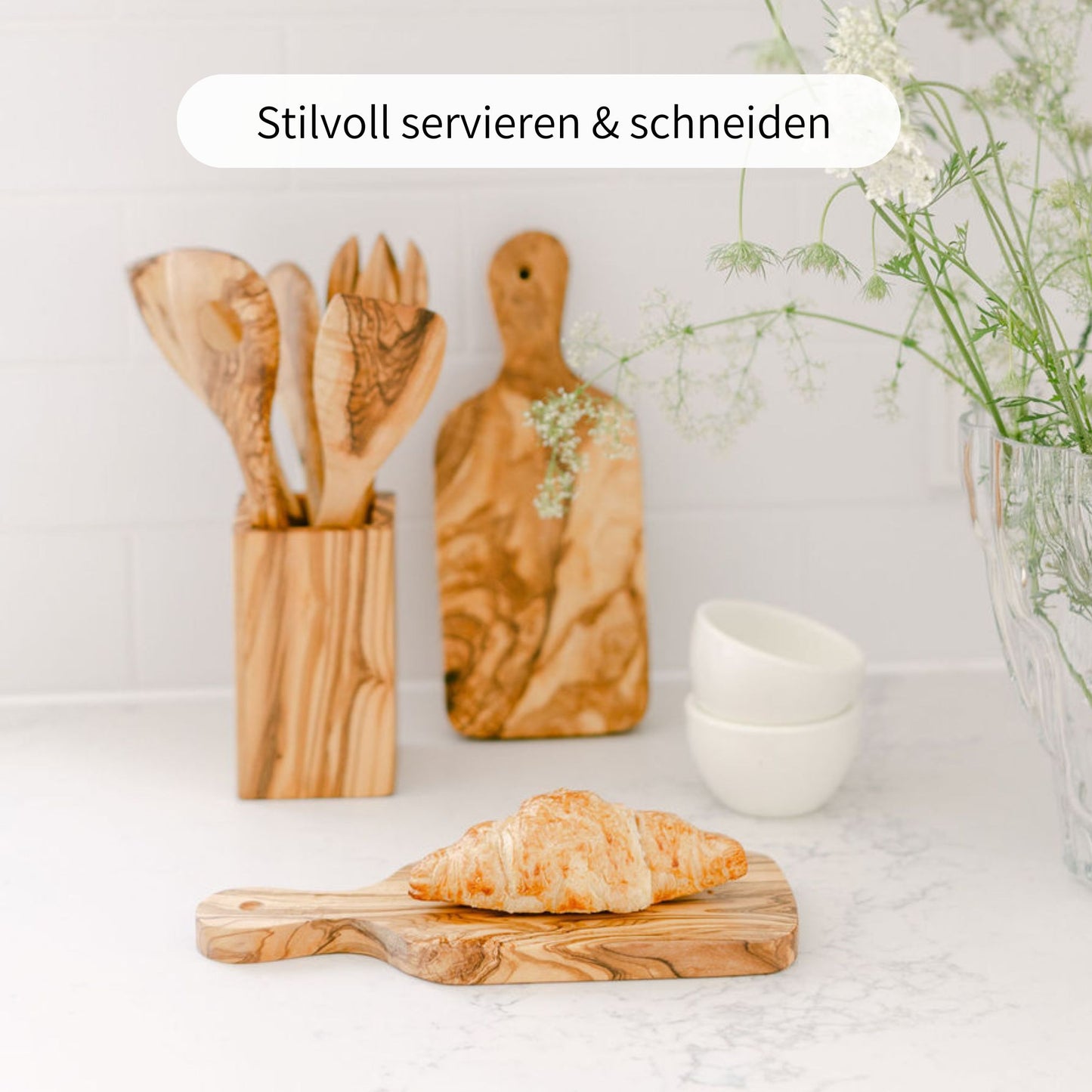 JONTE | Olivenholzbrettchen Set mit Griff