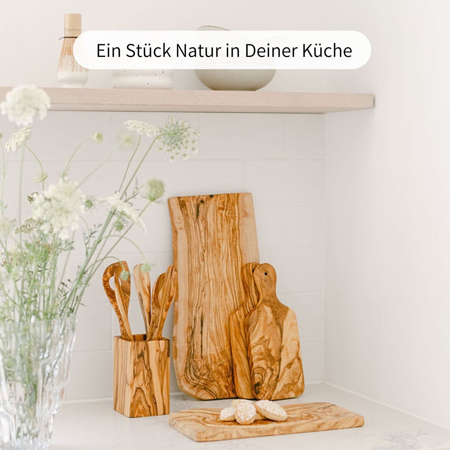 JONTE | Olivenholzbrettchen Set mit Griff