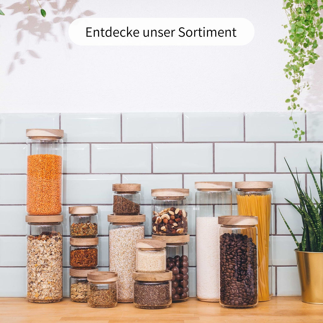 Vorratsgläser Set für Spaghetti mit Holzdeckel