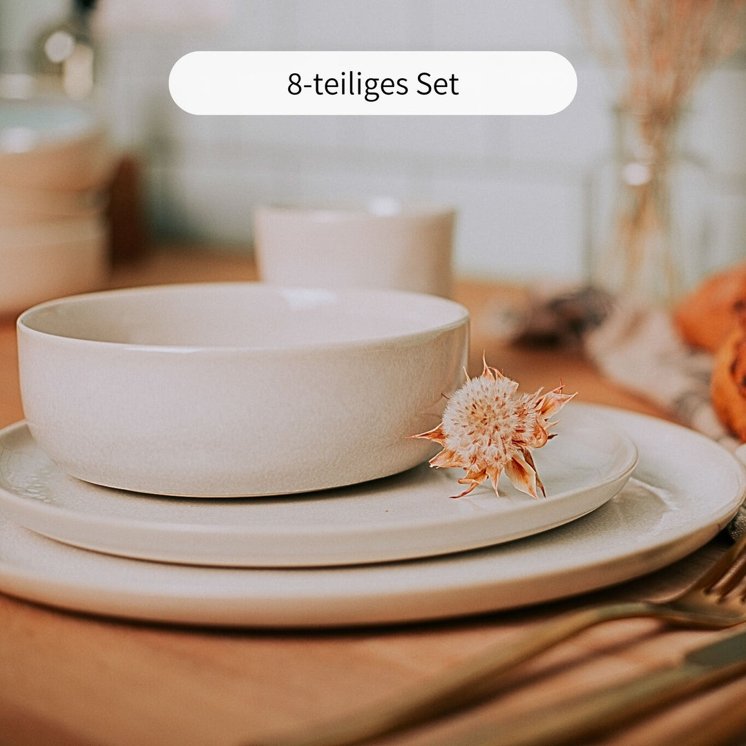 Keramikgeschirr Set weiß (8-tlg.)